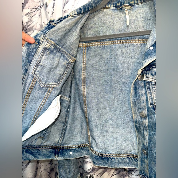 Y2K Vintage Free People Grunge Style acid wash Denim Jacket women size s - Picture 5 of 6